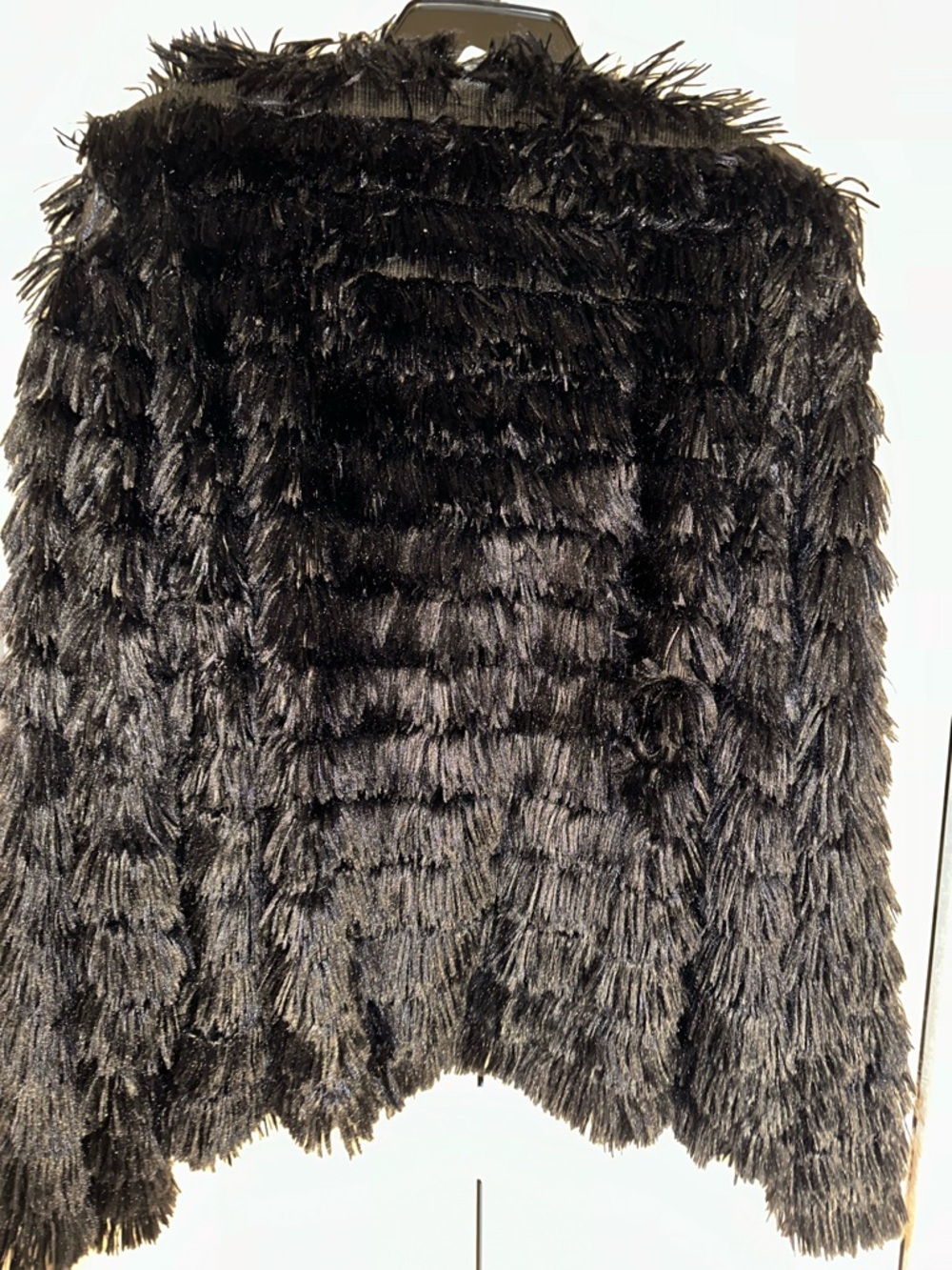 Black Faux Fur Teddy Jacket for Women - Picture 2 of 5